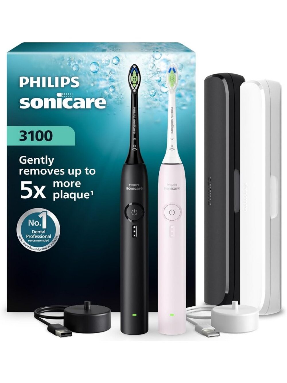 Sonic Electric Toothbrush with Pressure Sensor, 3 Intensities, Travel Case - 2